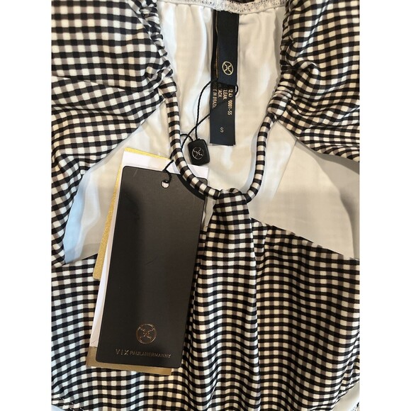 VIX Paula Hermanny womens Lupita One Piece Swimsuit size Small Black Check $248 - Picture 9 of 12